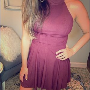 Burgundy Feaux Suede Dress